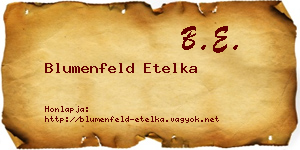 Blumenfeld Etelka névjegykártya